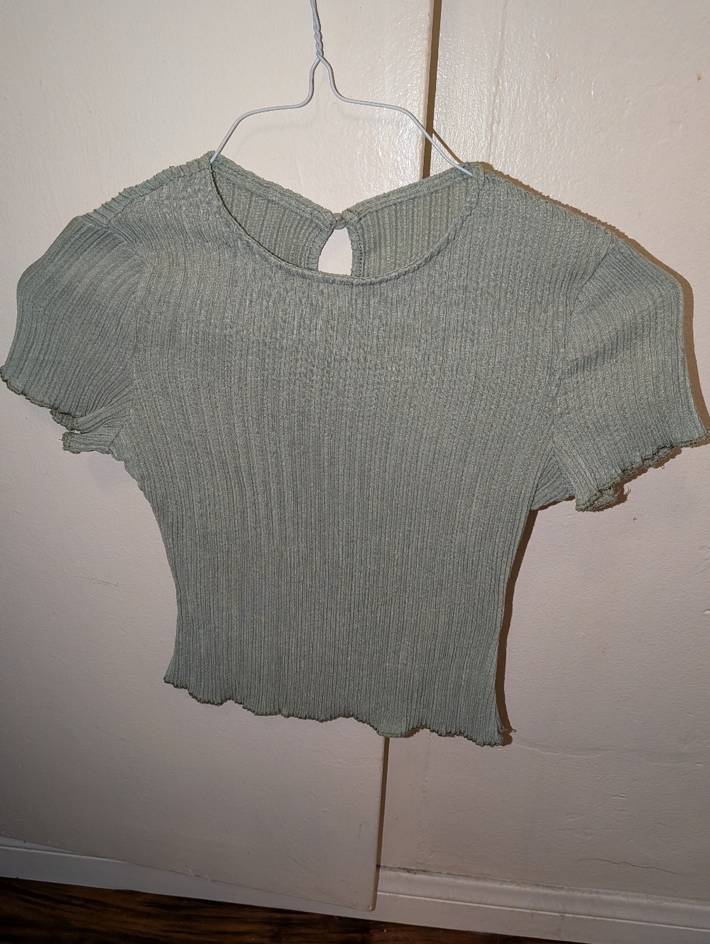 Cider Ribbed Crop Top — Sage Green